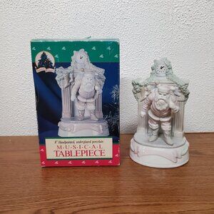 Vintage 1991 Christmas Decor 8" Porcelain Musical Tablepiece by Holiday Classics